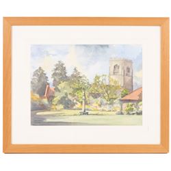 Andrew Warnes (East Riding 20th Century): 'Skidby Windmill' 'Burton Agnes Church' 'River Derwent' and another, set of four watercolours signed, mostly titled verso max 35cm x 25cm (4)