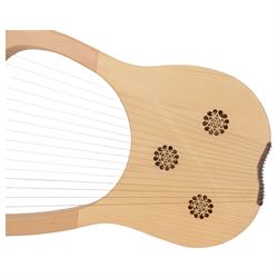 Contemporary - 16 string lyre harp with a beech and ash frame, steel strings and plated tuning pins, with decorative fretwork to the soundboard.