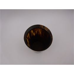 George III silver mounted horn cup, of tapering circular form, with polished exterior, the silver mounted collar hallmarked London 1808, no visible assay or makers mark, H13.5cm