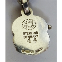  Georg Jensen silver rose design necklace, bracelet and earrings, hallmarked   
