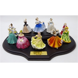  Set of ten Royal Doulton 'Miniature Ladies' with stand and original boxes   