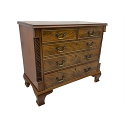 Georgian style mahogany chest, fitted with two short and three long drawers