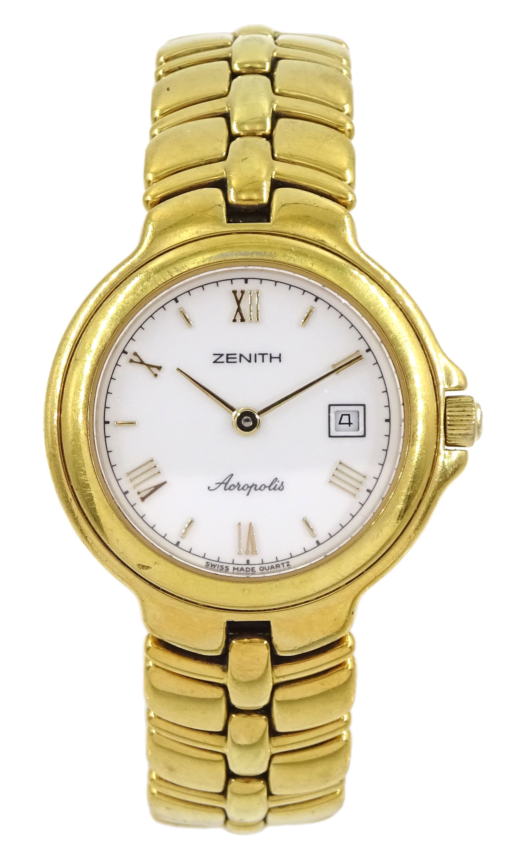 Zenith Acropolis ladies quartz wristwatch, white dial with date aperture, with guarantee card dated 1993 
