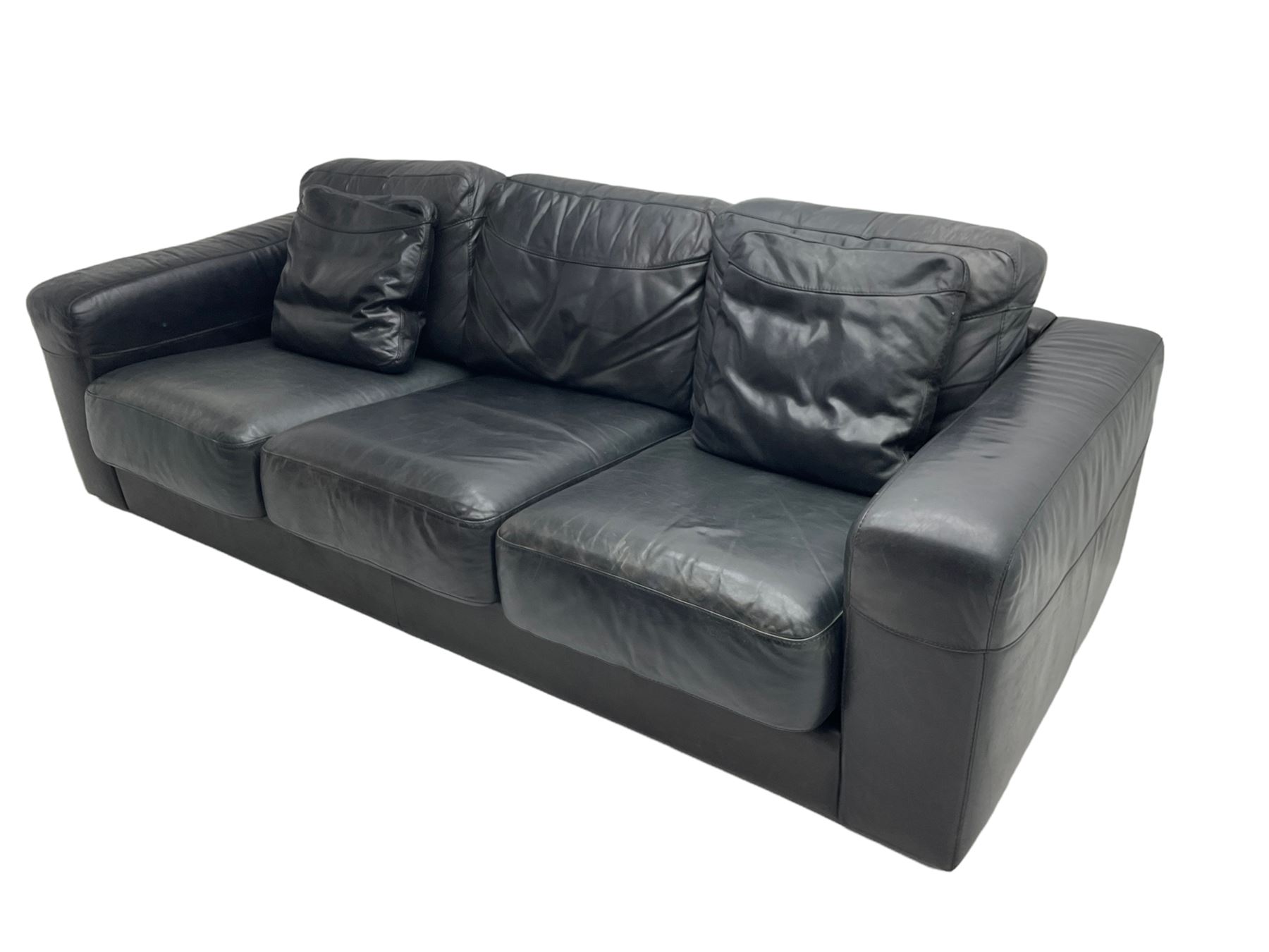 David Paine - 'Tennyson' three seat sofa, upholstered in soft black leather