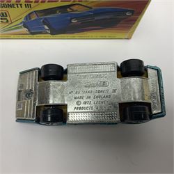 Matchbox 1-75 Series 'Superfast' ex-shop stock - unopened pack of six 22d Freeman Intercity Commuter models; and three others comprising 45c Ford Group 6, 56c BMC 1800 Pinafarina and 65d Saab Sonnet III; all boxed (9)