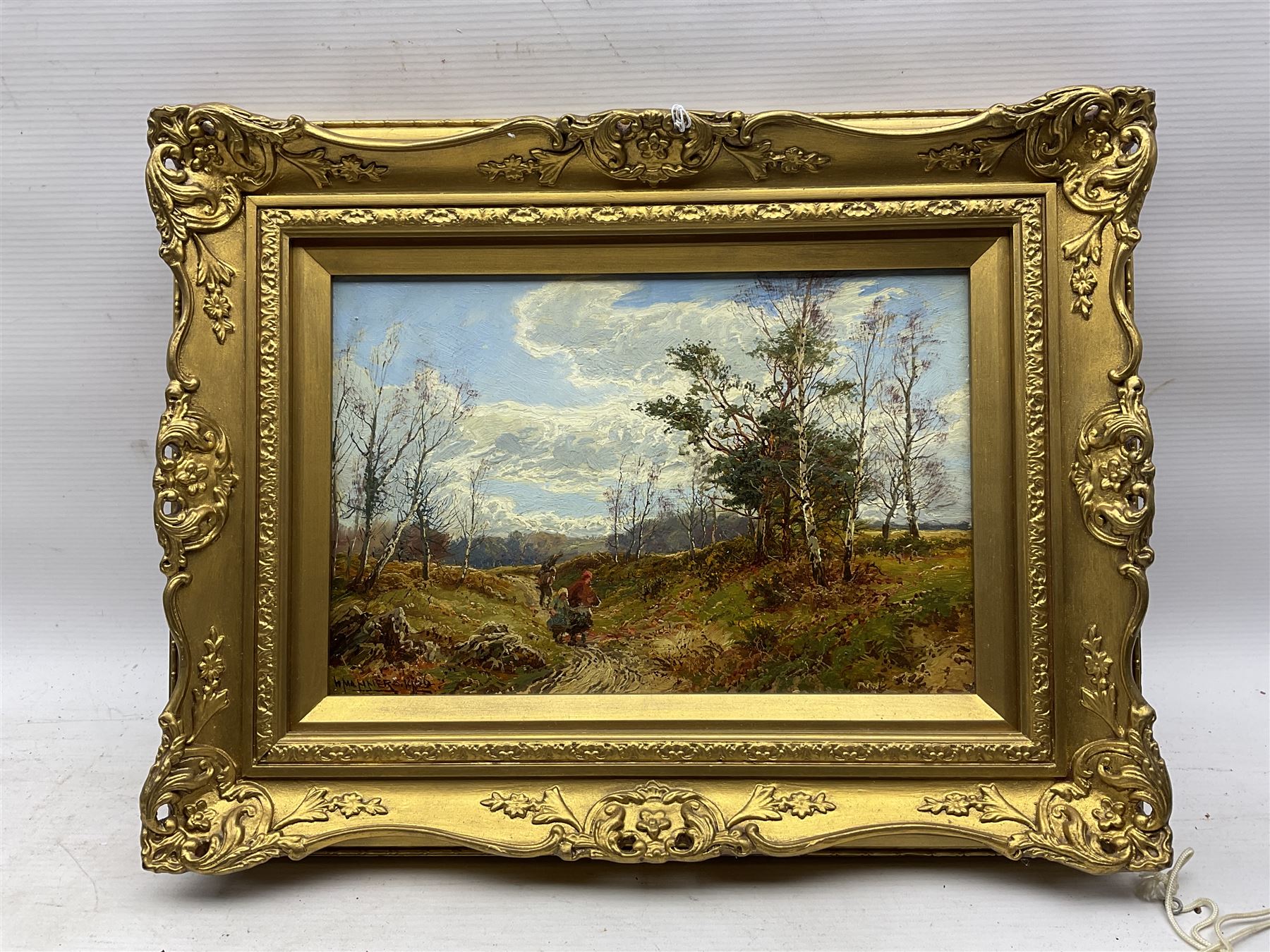 William Manners (British 1860-1930): Figures on a Country Path, oil on panel signed and dated 1906, 20cm x 30cm 
