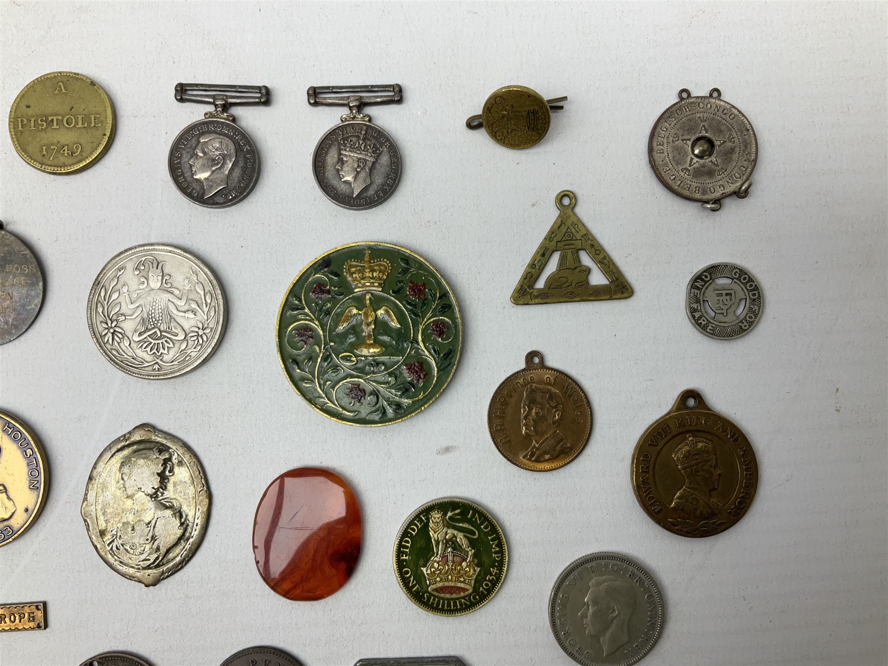 Para-numismatic and miscellaneous items, including enamelled coins, coin weights, model/toy coinage, gaming token, Indian temple tokens etc