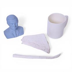 Karen Thompson, four studio pottery pieces, comprising, Michael Gove from the Art Party Co...
