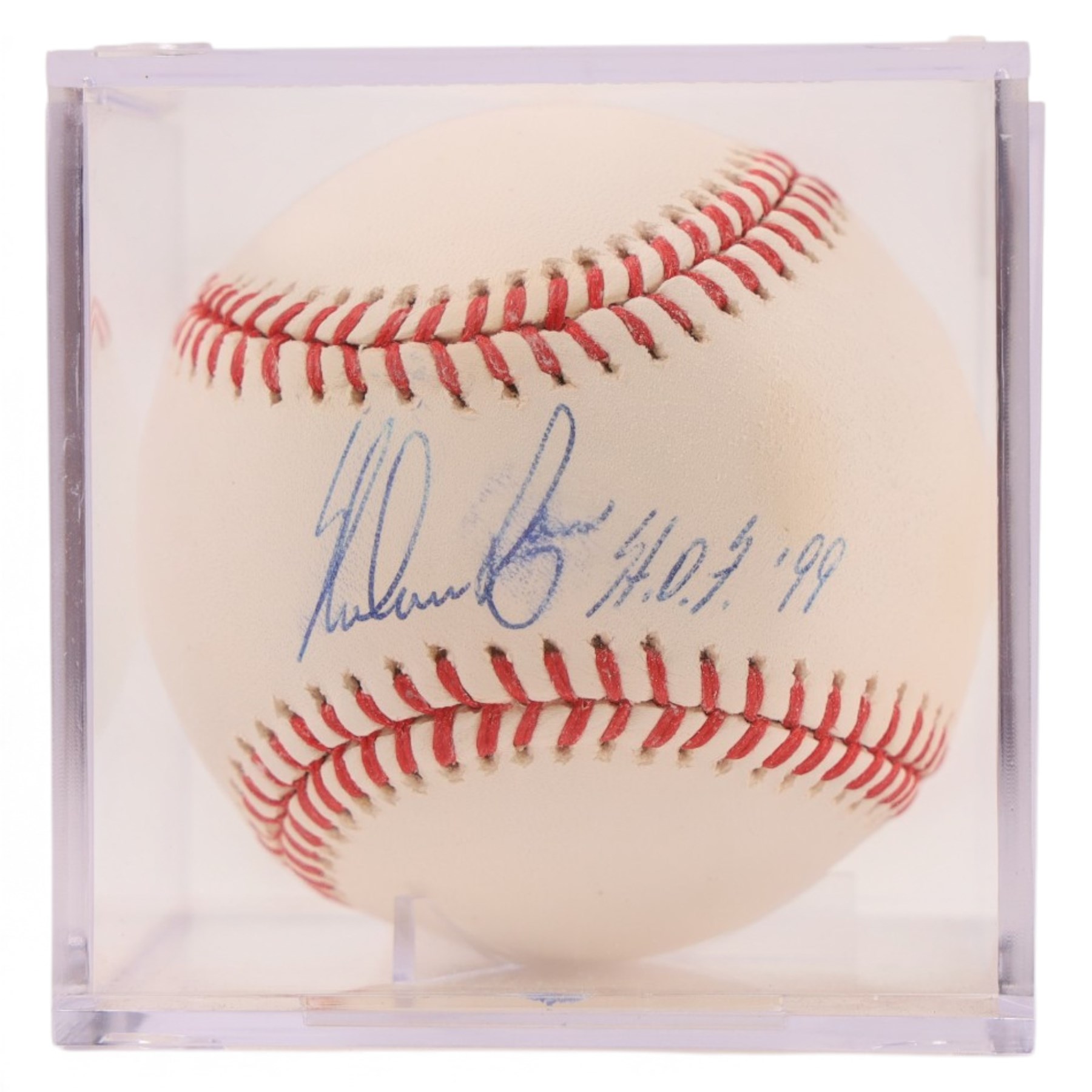 Five signed Rawlings baseballs, comprising Tom Glavine with HOF 2014 inscription, Mike Piazza, Sandy Koufax, Tom Seaver with HOF '92 inscription and Nolan Ryan with HOF '99 inscription, together with a signed Tampa Bay Devil Rays baseball, with acrylic cases and certificates of authenticity (6)