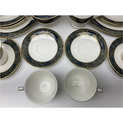Royal Doulton Carlyle pattern tea and dinner wares, to include, Six cups and saucers, milk jug, covered sucrier, cake plate, six side plates and four dinner plates (25)