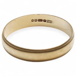 Two 9ct gold wedding bands, hallmarked