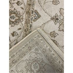 Persian design sand ground rug (232cm x 160cm); pale green ground rug (159cm x 83cm)