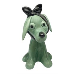 Sylvac 'toothache' dog in the green colourway, no 2451, with impressed beneath, H28.5cm