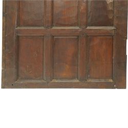 Mouseman - 1940s panelled and adzed oak front door with frame, iron rope twist handles, with carved mouse signature, by Robert Thompson of Kilburn 