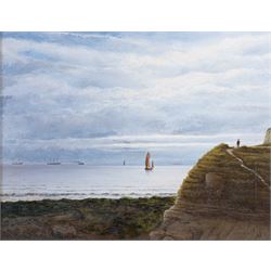 H E Hall (British 19th Century): 'Cow Gap - Beachy Head Eastbourne', oil on canvas signed ...
