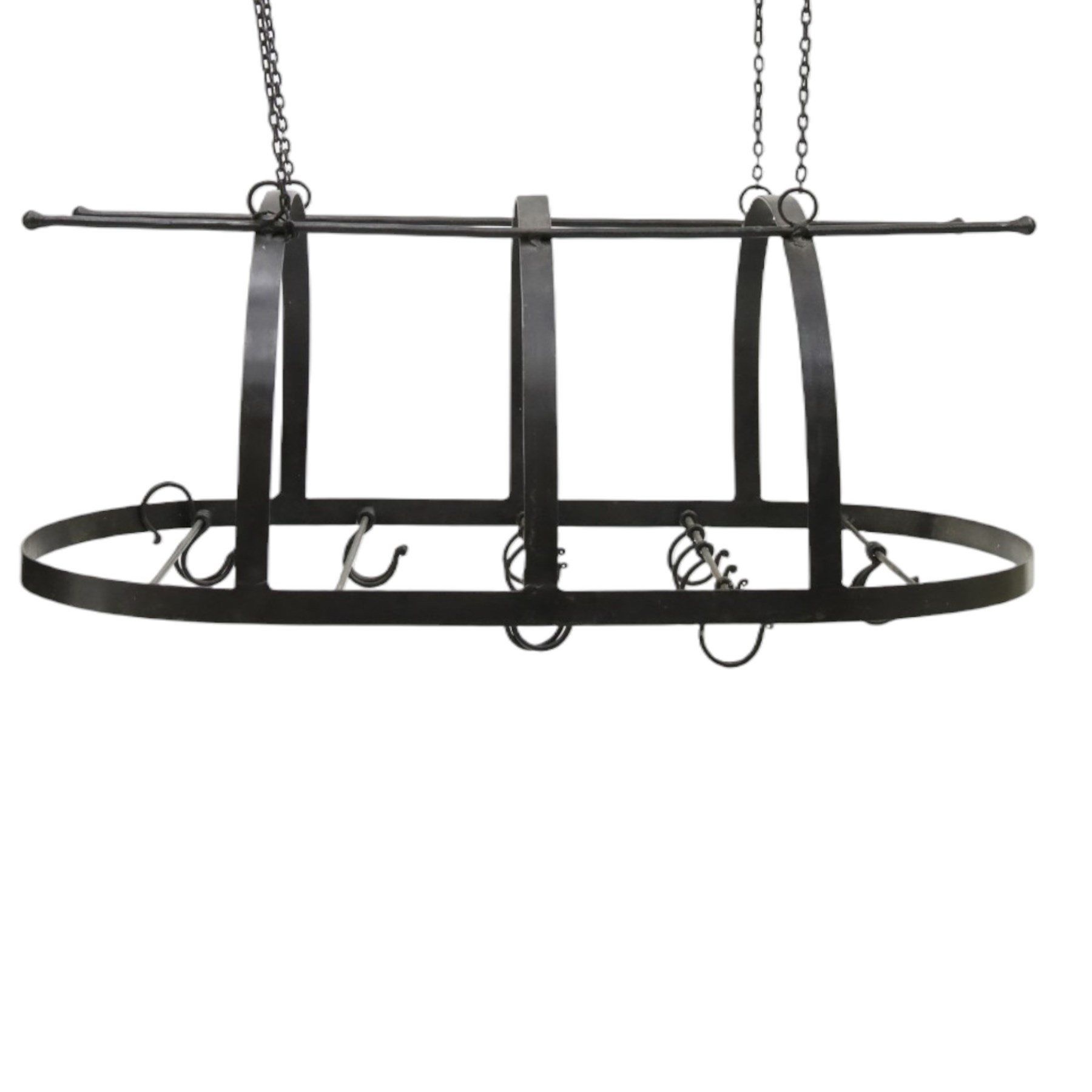 Wrought iron Kitchen hanging pot rack  L80cm and a brass milk pail 