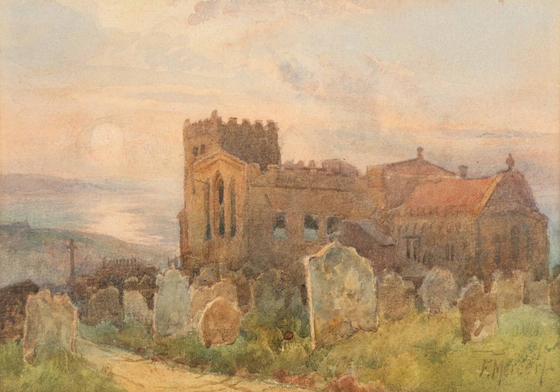 Frederick Mercer (British 1850-1939): Saint Mary's Church - Whitby', watercolour signed 16.5cm x 23cm