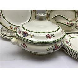 Copeland Spode, Spode's Glory pattern part dinner service, comprising two covered tureens, six dinner plates, six side plates, six dessert plates, sauce jug, three serving dishes of various sizes   