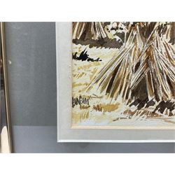 Ken Middleton (British 20th century): Loading the Haycart, watercolour signed, artist's Scalby studio stamp verso 35cm x 50cm