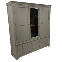 Cotswold Company - grey finish triple wardrobe, with six drawers