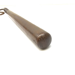 Victorian turned mahogany truncheon with brass mount 54cm 