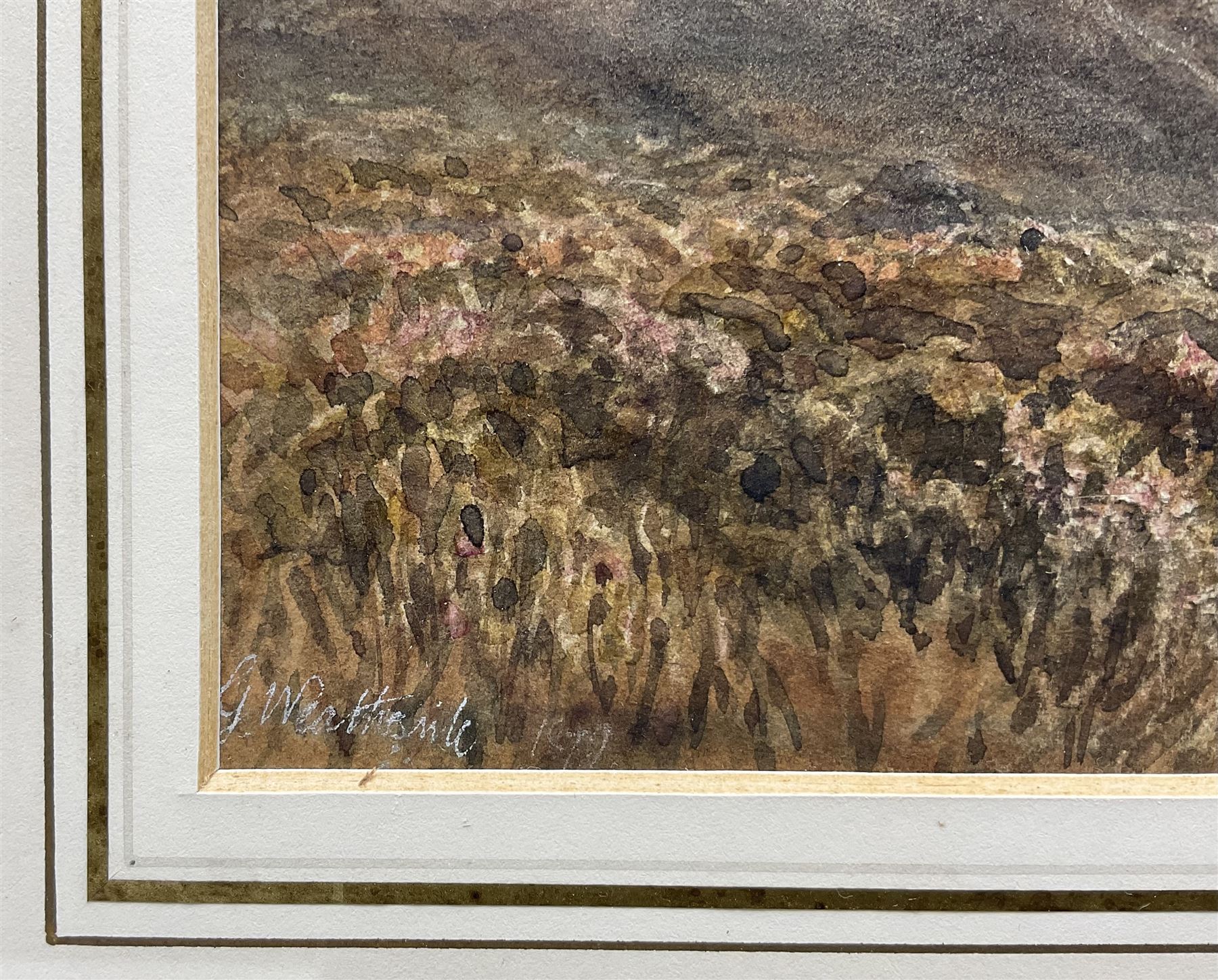 George Weatherill (British 1810-1890): Track on the North Yorkshire Moors, watercolour signed indistinctly dated '77?, 25cm x 42cm