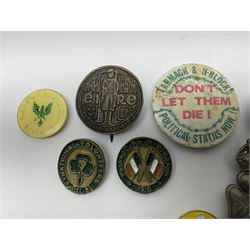 Small collection of Irish related medals, cap badges, buttons, political pin badges etc