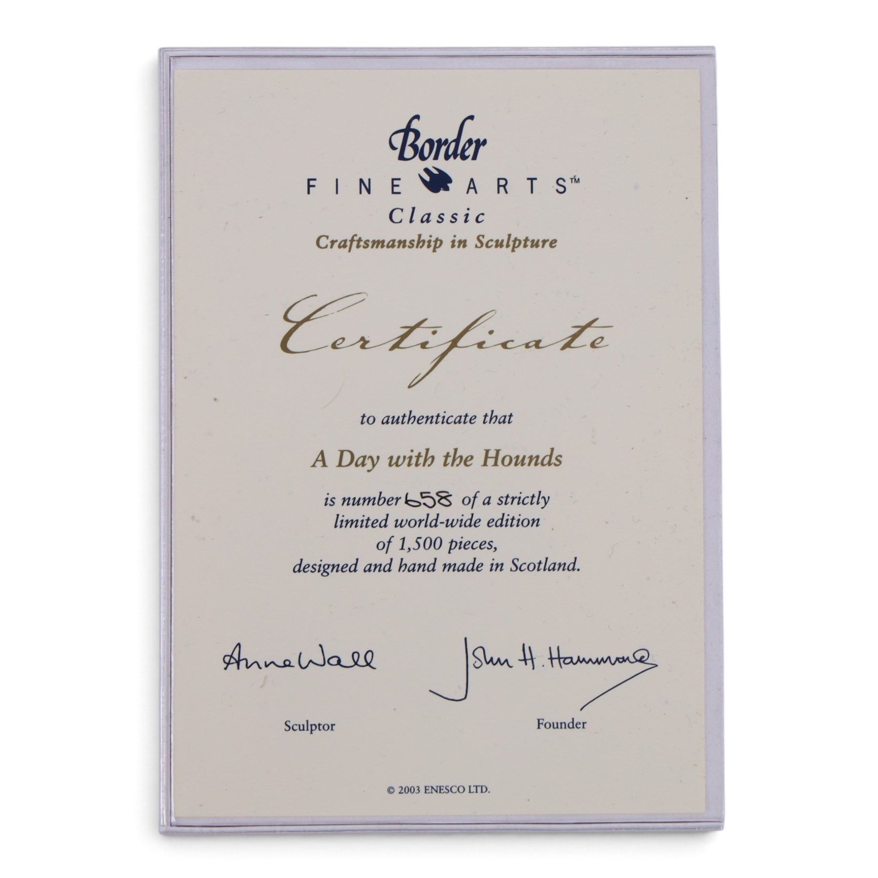 Two Border Fine Arts figures, A Day with Hounds, with certificate limited edition 658/1500, and So Close Yet....! limited edition 387/750