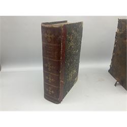 Sancti Gregorii Magni Papae Primi Opera , Sixti V Pont Max Iussu .... 1640 Paris. Two volumes in one with engraved galleon to each title page; R.P. Joan. Stephani Menochij Doctoris Theologi E Societate Jesu .... Editio Novissima .... Tomus Primus. 1683 Lugduni Francisci Comba; and two other similar leather bound folio volumes lacking title pages (4)