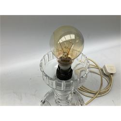 A clear cut glass table lamp, with domed glass shade, H35cm
