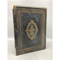 Victorian The Family Devotional Bible, by Rev Matthew Henry, pub. London and New York, The London Printing & Publishing Co, circa 1860, with steel engraving plates and gilt edges, L35cm