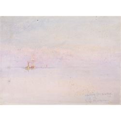 Eduardo De Martino (Italian 1838-1912): 'Waiting for a Wind' and Harbour Scene, two watercolour signed, one titled, each dated '82 and '99, 15.5cm x 24.5cm and 27cm x 36cm (2) (unframed)