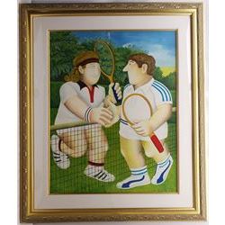 Beryl Cook (British 1926-2008): 'Tennis', limited edition lithograph signed in pencil 85cm x 67cm