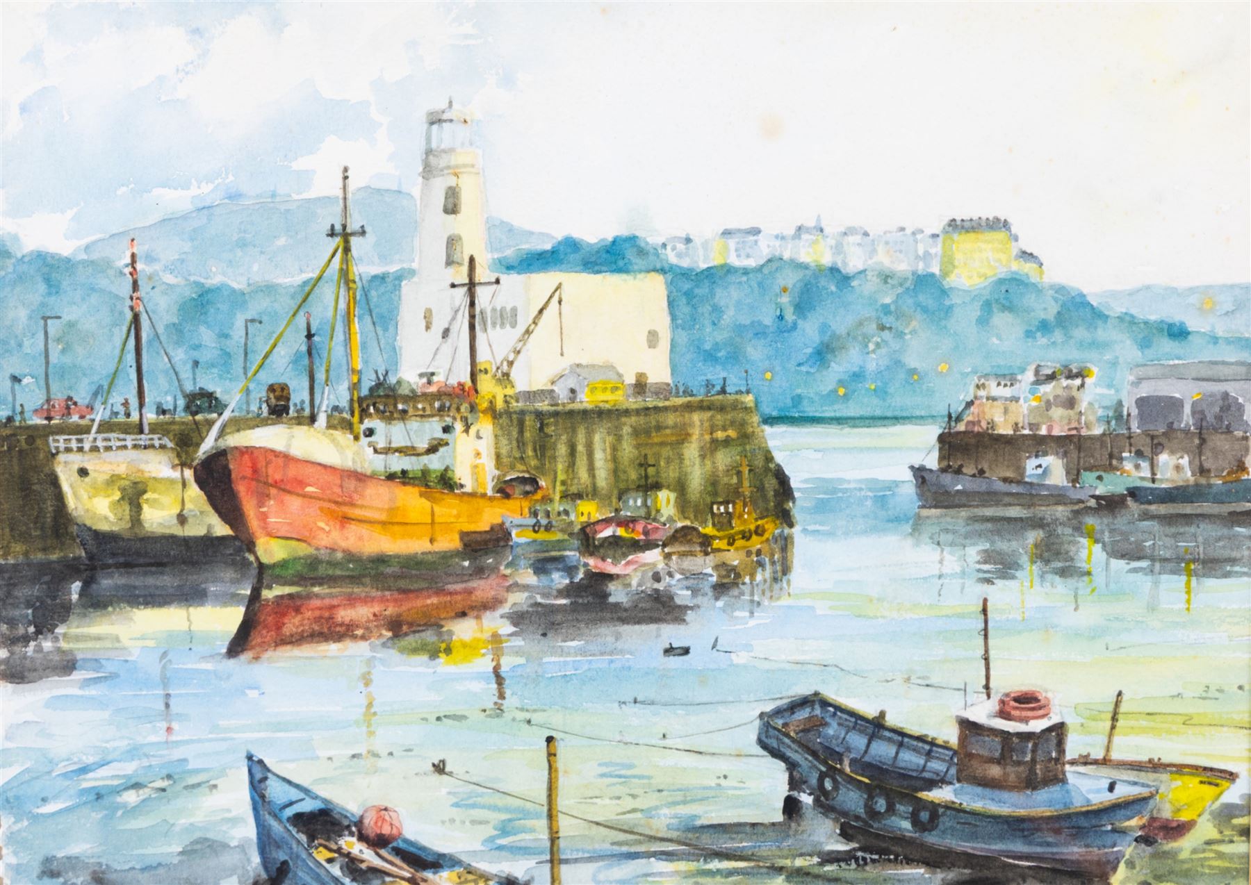 Dave Smart (British 20th Century): 'Sunset Harbour' and 'November Harbour', two watercolours signed and titled max 27cm x 36cm (2)
