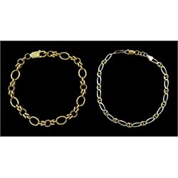  9cGold fancy circular link bracelet and a gold anchor link bracelet, both 9ct