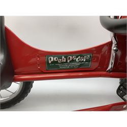 Red child's tin-plate pedal car with chrome detail, by Posh Paddles, Scarborough, H56cm, L80cm