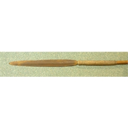  Early 20th century African tribal Assegai with leather bound grip and weighted shaft, L192cm   