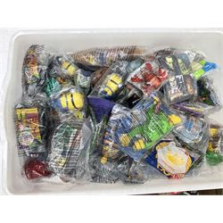 Quantity of Sunny Jim advertising soft toys, together with a quantity of Mcdonalds toys in two boxes