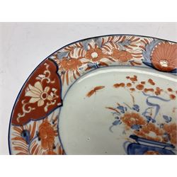 Two 19th century Japanese Imari pattern oval charger together with another circular Imari charger, circular charger D31cm 
