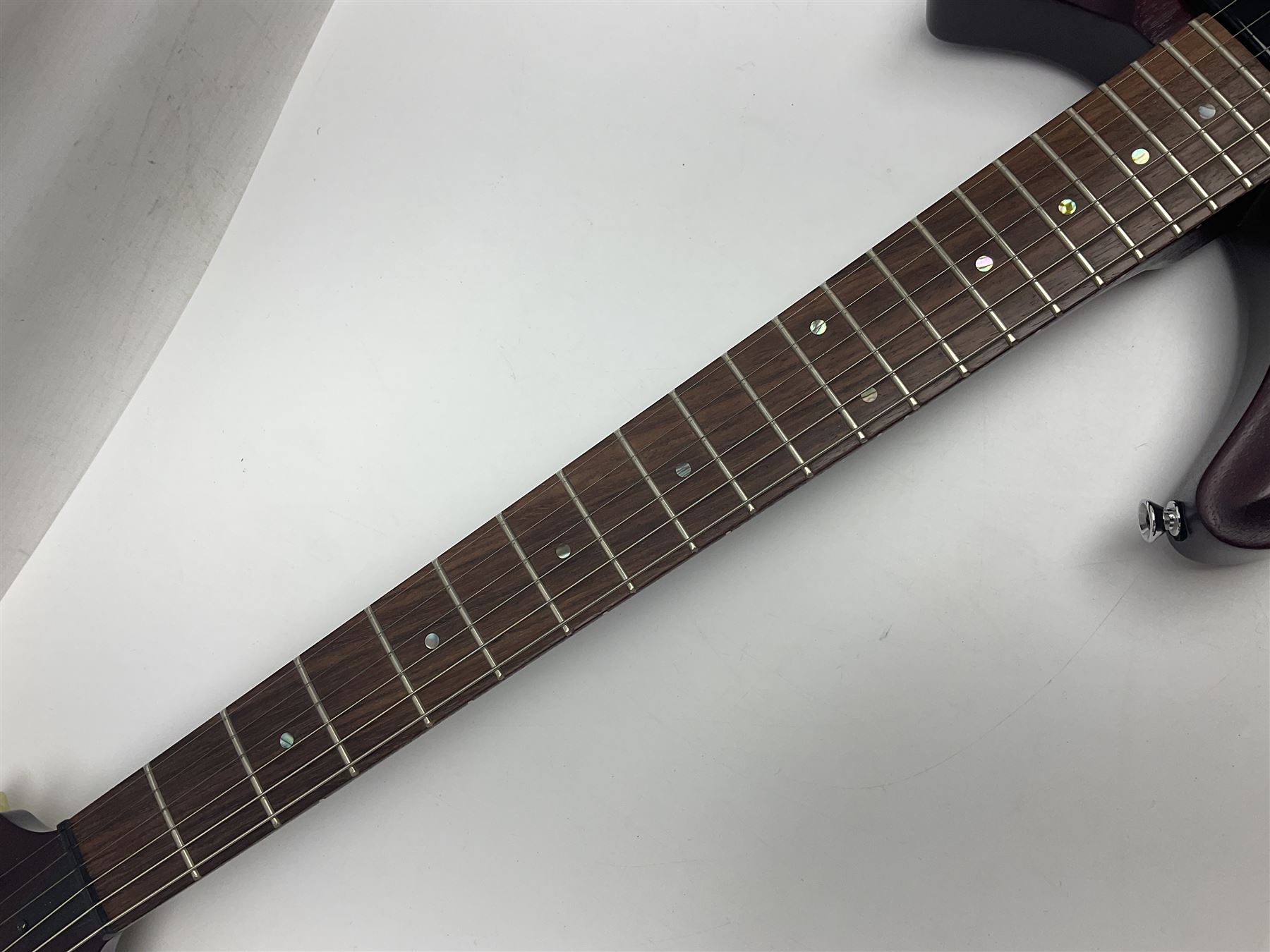 British hand-made mahogany electric guitar by 'JJ' luthier Dan Macpherson c2012 L95cm; in FX lightweight carrying case