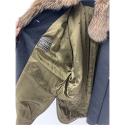 Schneiders' Salzburg Charcoal Cashmere batwing jacket with fox fur collar, trim and cuffs 