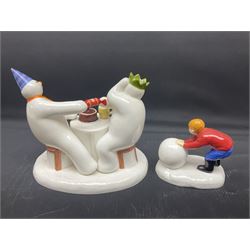 Four Coalport Characters The Snowman figures, comprising I'll Never Forget you with certificate, Pulling a Cracker and Adding a Smile, all with original boxes