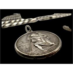 Rotary 9ct gold wristwatch on leather strap, silver jewellery including Albert chain, rings, blue john pendant, charms and chains etc