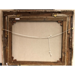 English School (19th century): Portrait of a Whitebred Shorthorn Heifer in Landscape setting, oil on canvas indistinctly signed, 61cm x 75cm
Notes:  the stretcher is inscribed 'J Thomas Ford Esq., Burton Pidsea' (East Yorkshire), there is a listing in Burton Pidsea's history '.....one of the larger houses certainly built on a new site was Bramhill House. Thomas Ford, farmer, mortgaged its site, Bramer Hill close, and other lands in 1844 for £3,000, and the house was evidently built soon afterwards