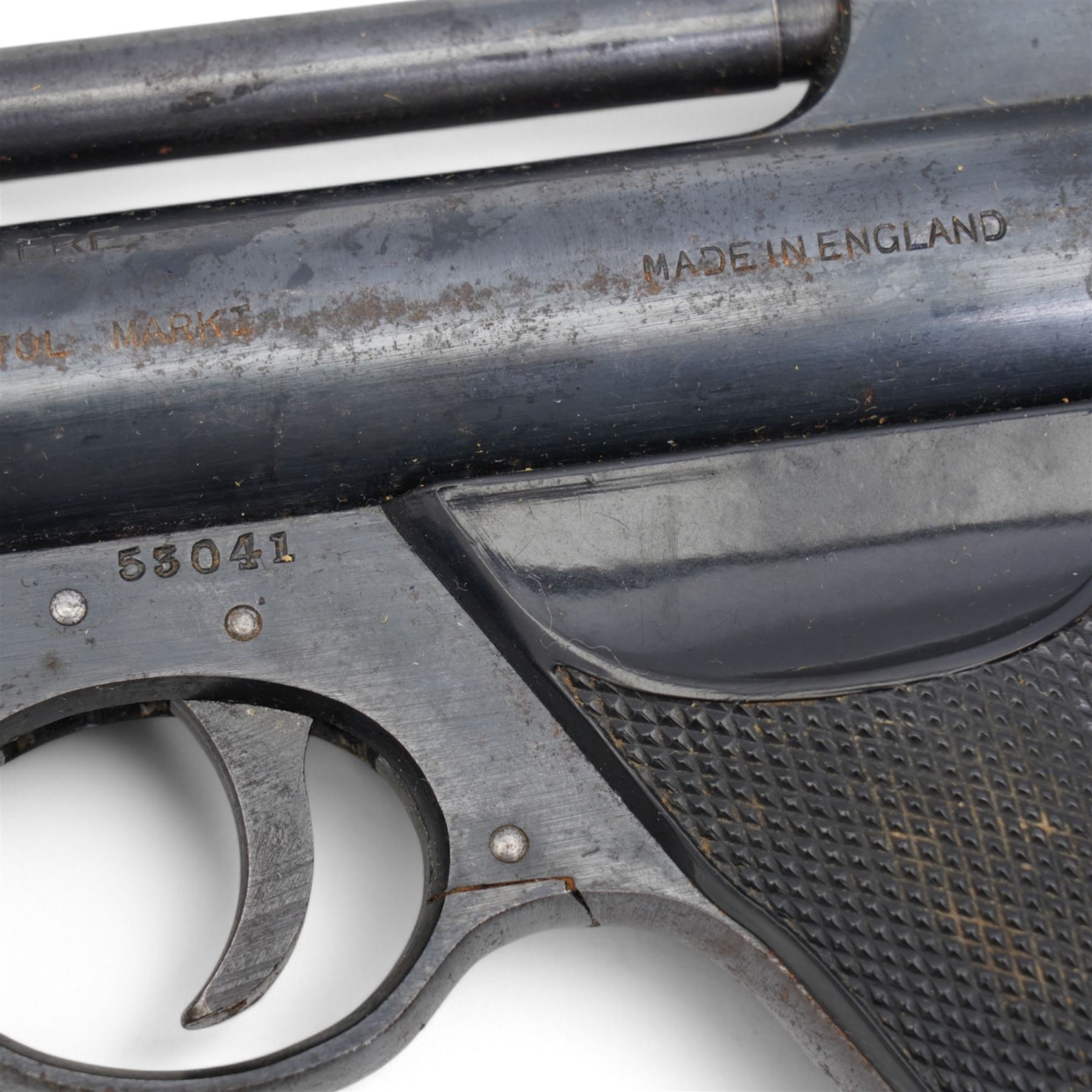 ..22 Webley & Scott Birmingham Mark 1 air pistol No.53041 with original box and pellets
