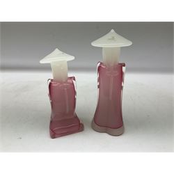 Pair of pink and white Murano glass Japanese figures, tallest H24.5cm