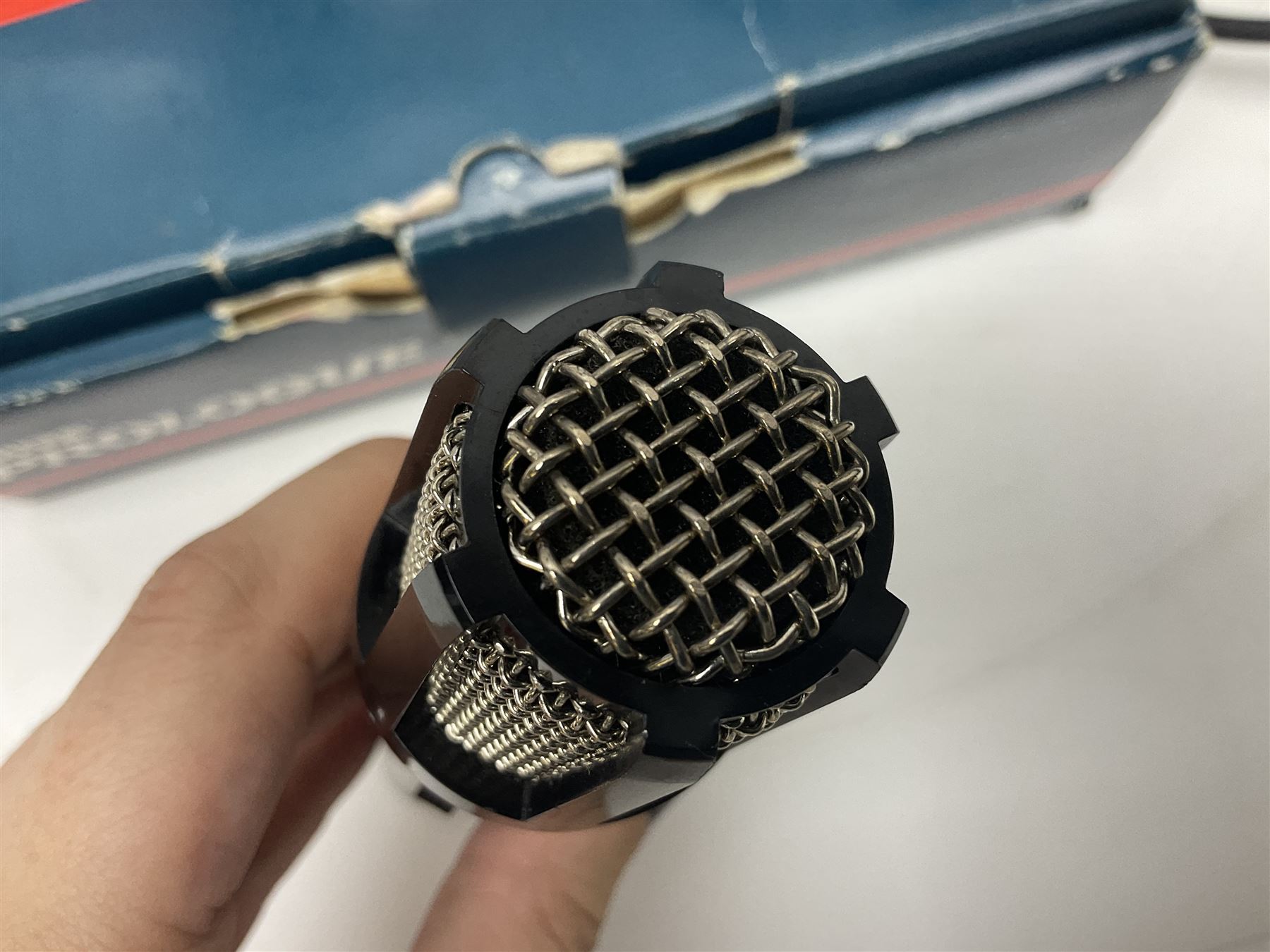 Shure SM58 Dynamic microphone; in original bag with paperwork; Shure Prologue 10H-LC Dynamic microphone; boxed; each with cable and tubular chrome adjustable stand (4)