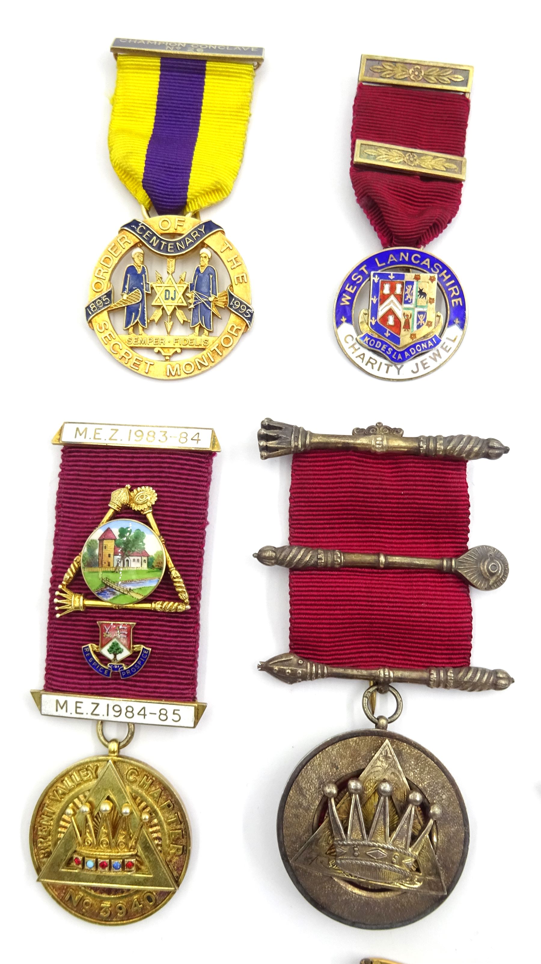 Thirteen Masonic and similar jewels / medals, mostly hallmarked including Royal Antediluvian Order of Buffalos jewel presented to 'Bro. D. WA. Gardiner. C.P. for services as Secretary1961-62', RMBI 1937 jewel etc (13)