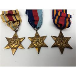 WW1 pair of medals comprising British war medal and Victory Medal awarded to 19774 Pte. G. Headlam Sea. Highrs.; another WW1 pair of medals comprising British War Medal and Mercantile Marine Medal awarded to Charles Filburn; WW2 group of five medals comprising 1939-45 War Medal, Defence Medal, 1939-45 Star, Africa Star and Burma Star; in issue box addressed to Mr. H, Smithson with medal slip; all with ribbons; and Edward VIII Coronation medal (10)