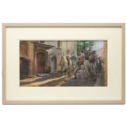 Pat Maclaurin (British 1933-2022): 'Camargue Ponies', pastel signed 25cm x 48cm